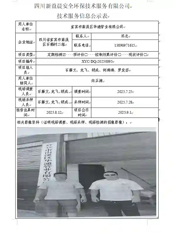 _XYCDQ-20250095职业病危害定期检测宜宾市南溪区华通管业有限公司