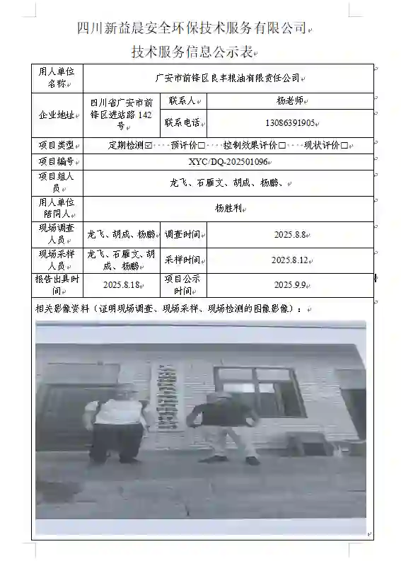 _XYCDQ-20250109职业病危害定期检测广安市前锋区良丰粮油有限责任公司