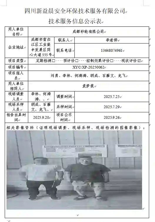 _XYCXP-20250062职业病危害现状评价成都砂轮有限公司