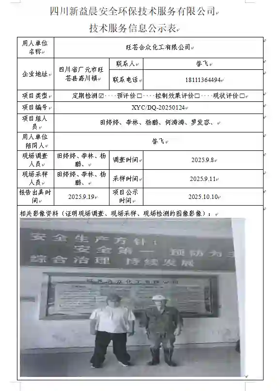 _XYCDQ-20250124职业病危害定期检测旺苍合众化工有限公司