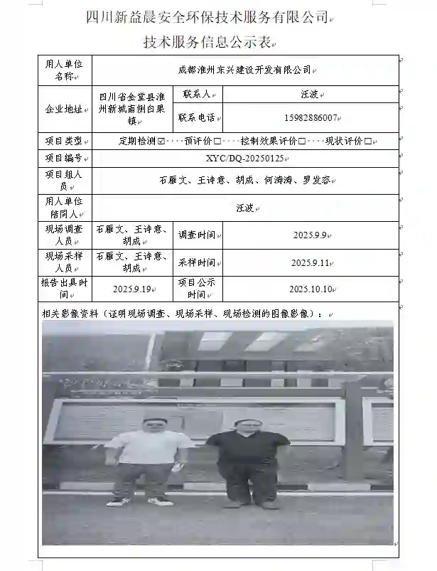 _XYCDQ-20250125职业病危害定期检测成都淮州东兴建设开发有限公司