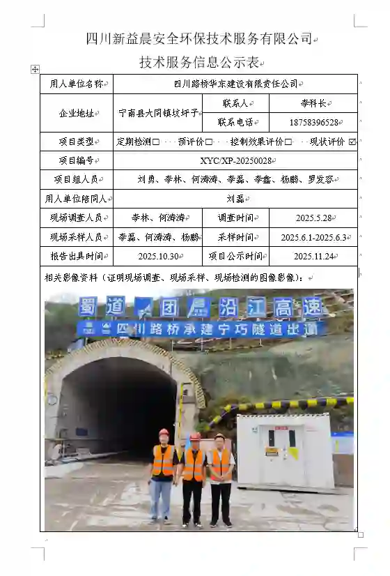 新益晨_XYCXP-20250025职业病危害现状评价报告四川路桥华东建设有限责任公司筑