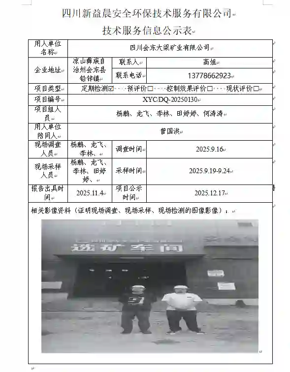 _XYCDQ-20250130职业病危害定期检测四川会东大梁矿业有限公司