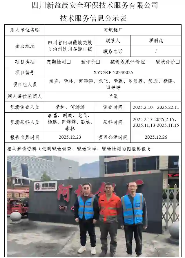 _XYCKP-20240025职业病危害现状评价阿坝铝厂-1