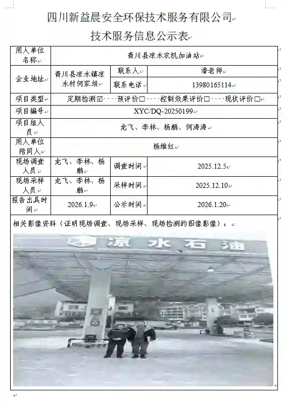 _XYCDQ-20250199职业病危害定期检测青川县凉水农机加油站.docx-WPS-Office_2026-08-28